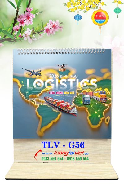 In Lịch gỗ để bàn đế gỗ Logistics