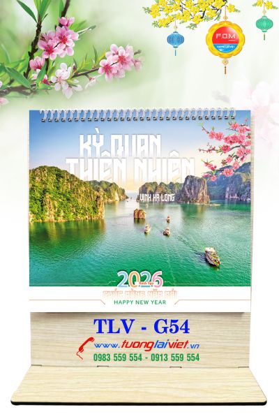 In Lịch gỗ để bàn Kỳ Quan Thiên Nhiên