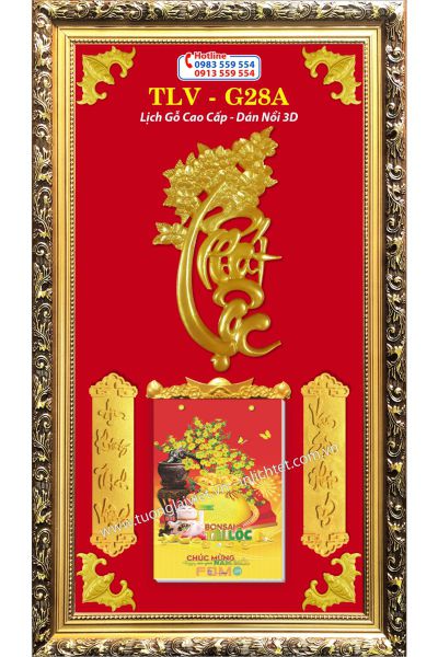 Lịch gỗ khung vàng Phát Lộc
