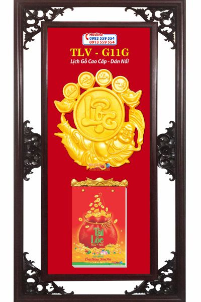 Lịch gỗ phù điêu Lộc Di Lặc