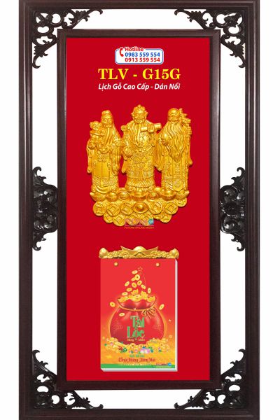 Lịch gỗ phù điêu Phúc Lộc Thọ