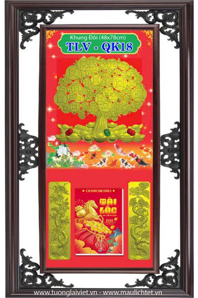 Lịch khung nhựa giả gỗ Lộc Kim Tiền