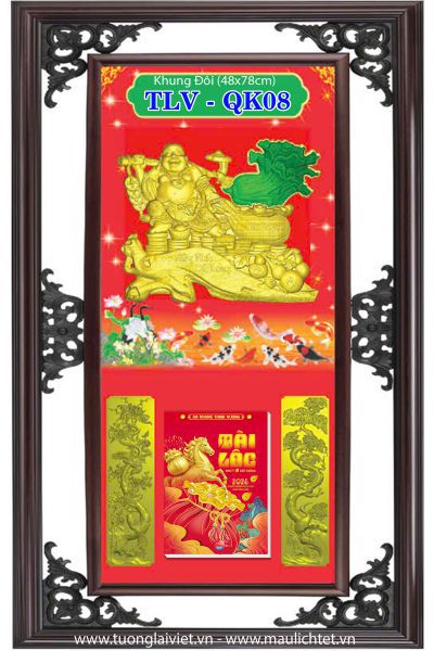 Lịch khung nhựa giả gỗ Phật Di Lặc